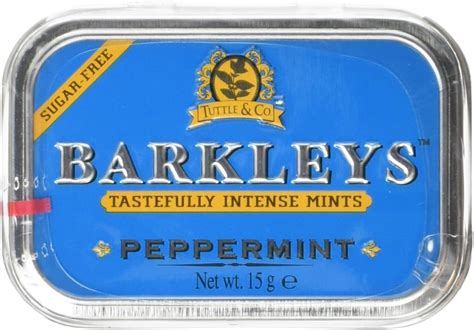 mini sugar free peppermints made in canada in metal box|Barkleys Peppermint Mini sugar free 1 x 15g / 0.5oz tin.